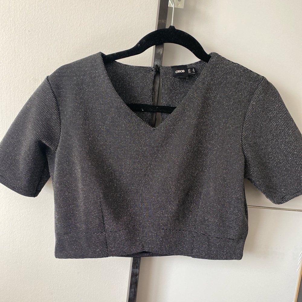ASOS short sleeve metallic crop top